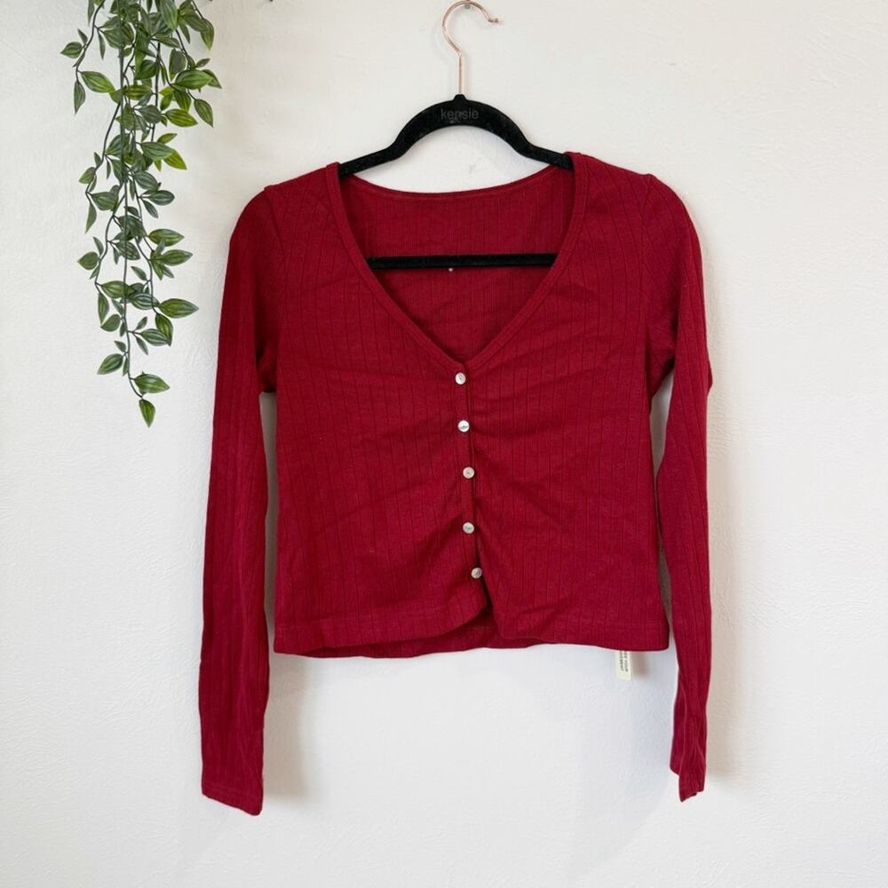 NWT OGL Move Wide Rib V-Neck Cardigan Sz S